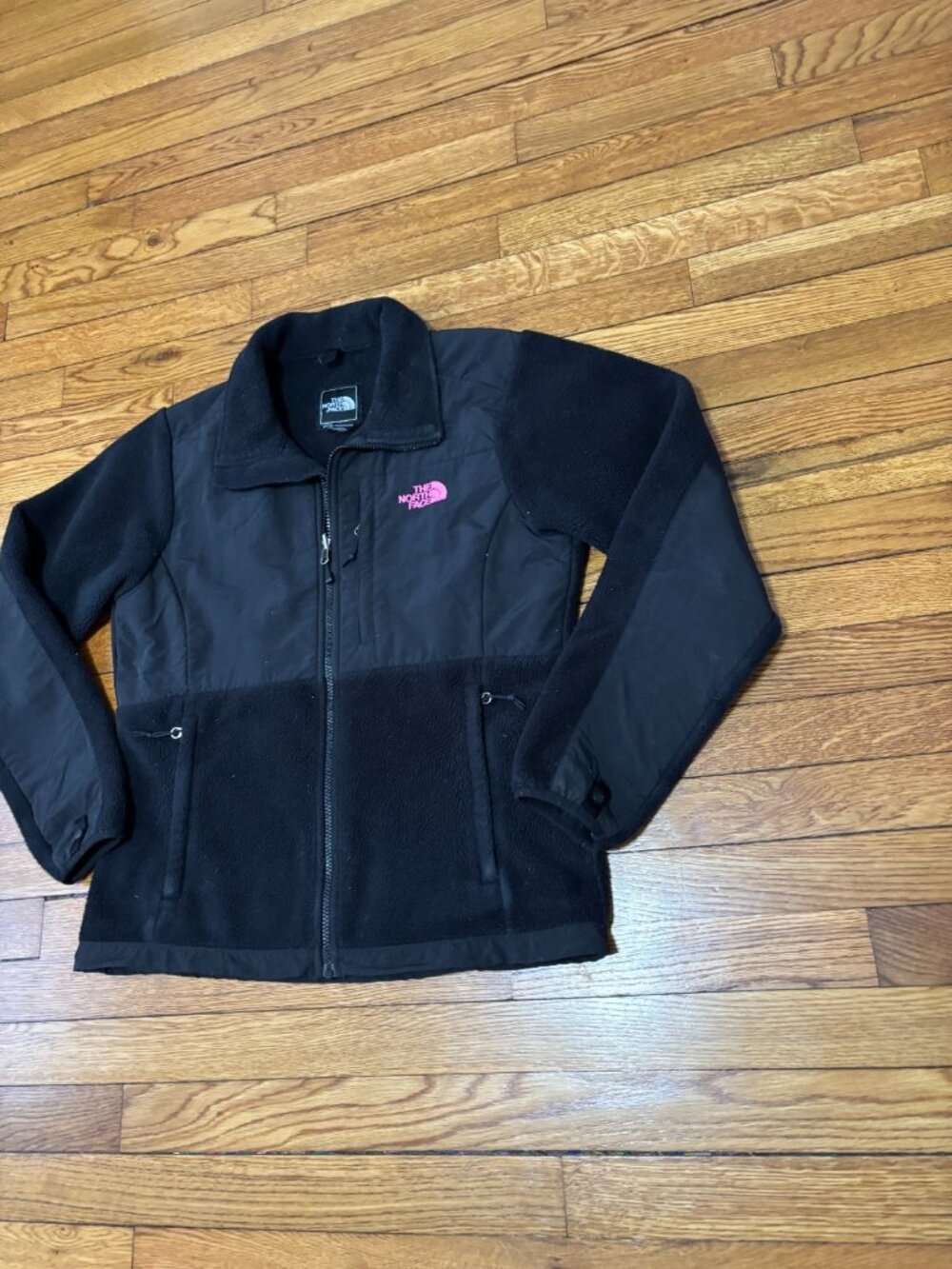 The North Face Womens Denali Fleece Jacket M Black Full Zip Breast Cancer Logo - Picture 2 of 5